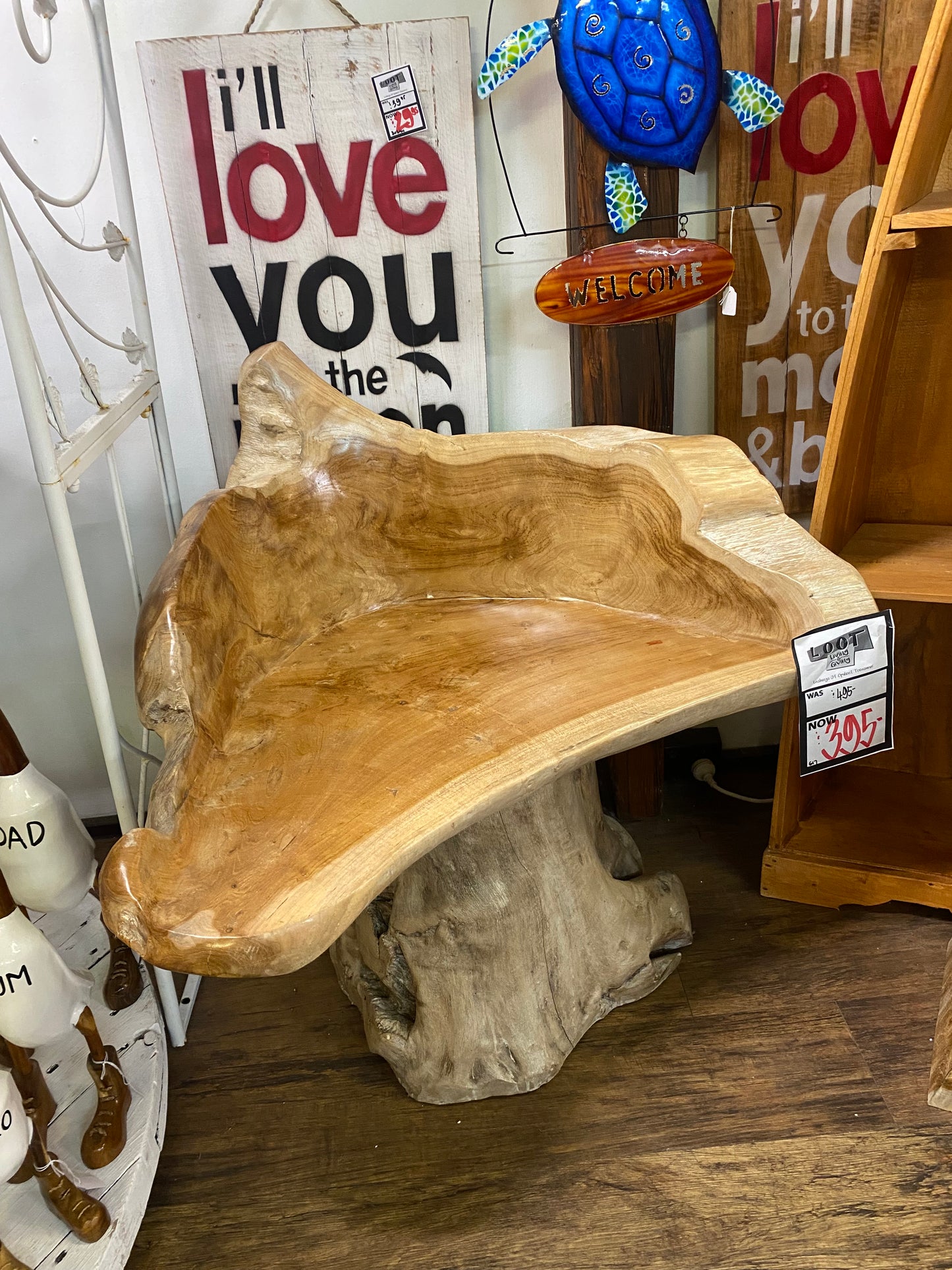 Hand Carved Mango Wood Seat