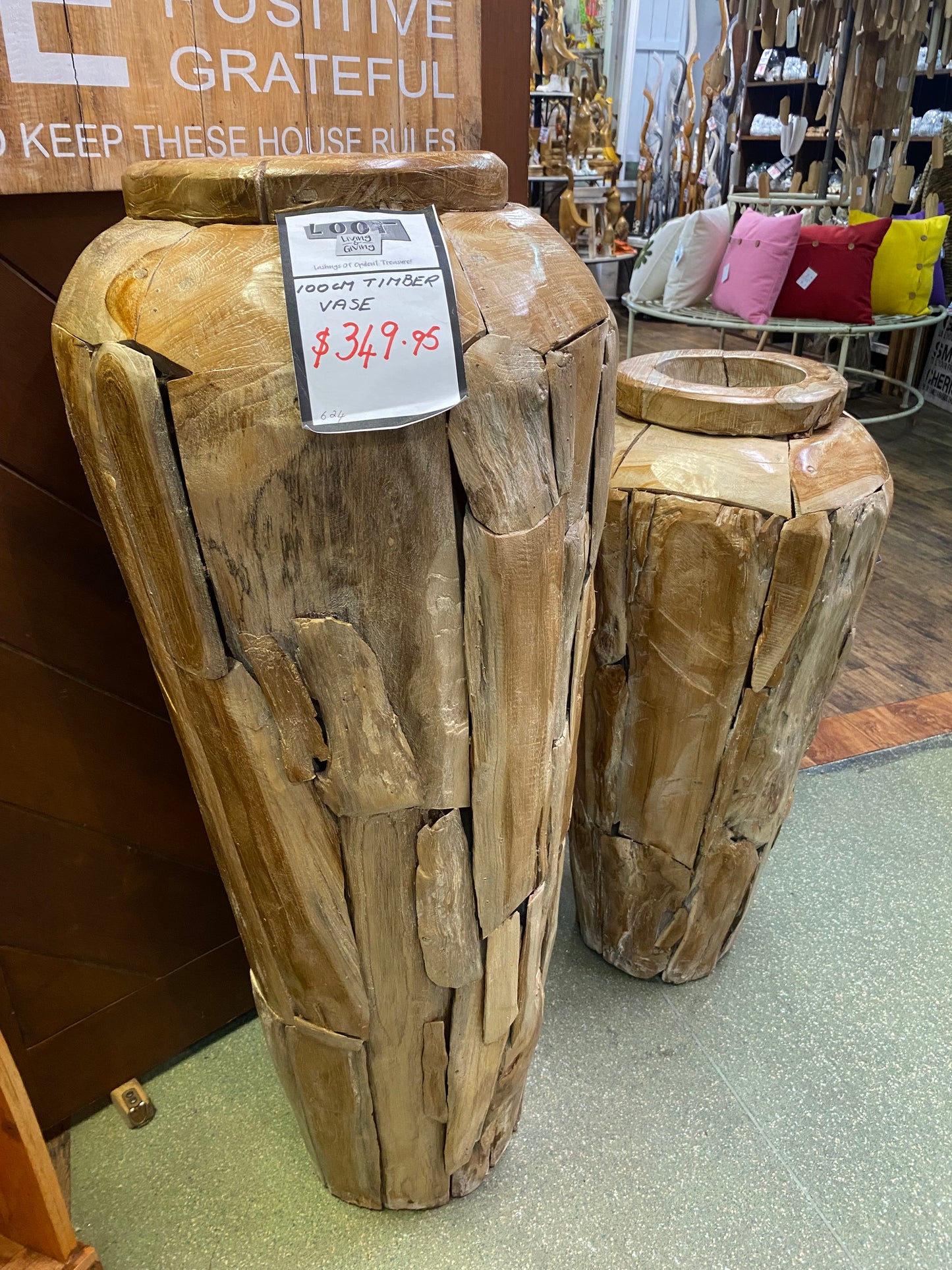 80cm TIMBER VASE