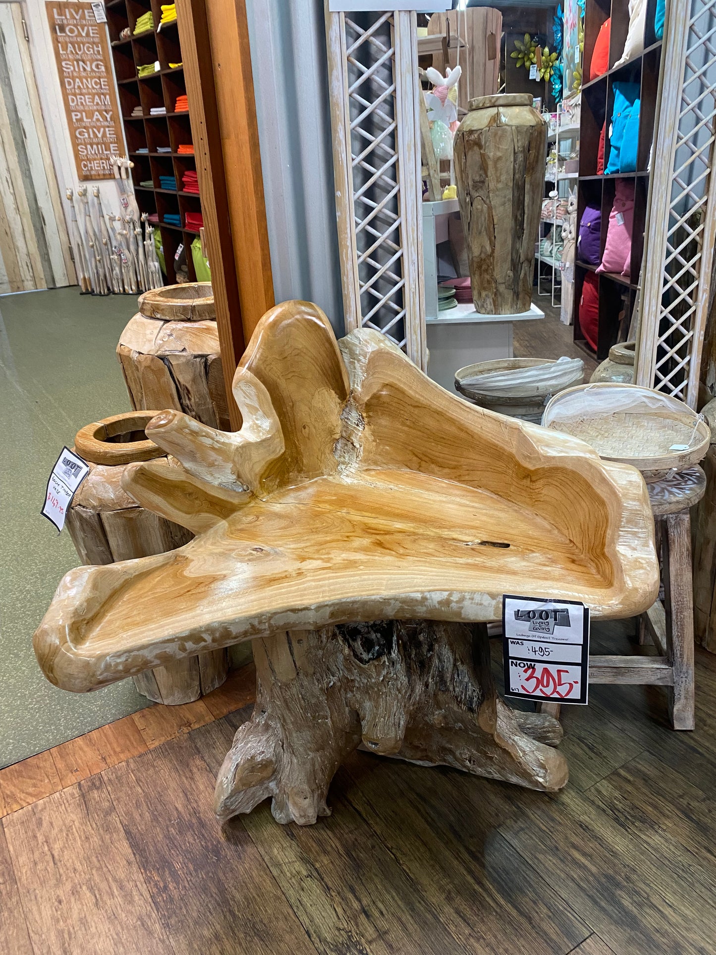 Hand Carved Mango Wood Seat